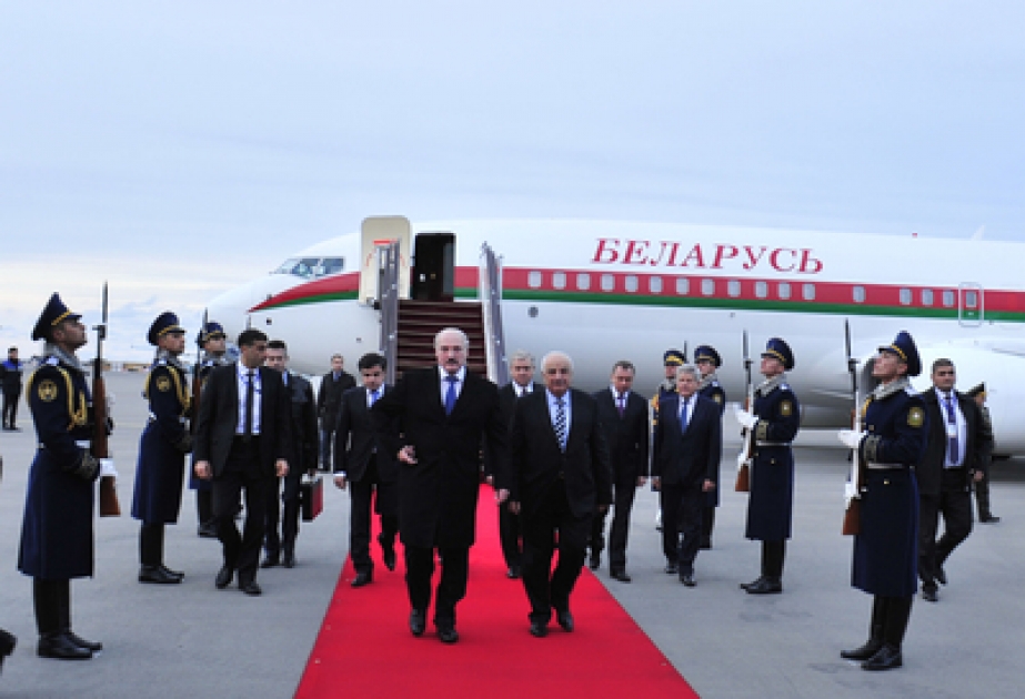 Präsident von Weißrussland Alexander Lukaschenko zu einem Staatsbesuch in Aserbaidschan eingetroffen