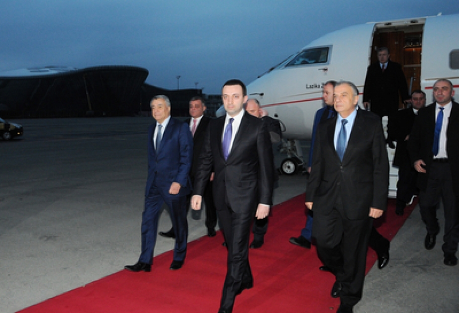 Premierminister Georgiens Irakli Gharibaschwili zu einem Besuch in Aserbaidschan eingetroffen