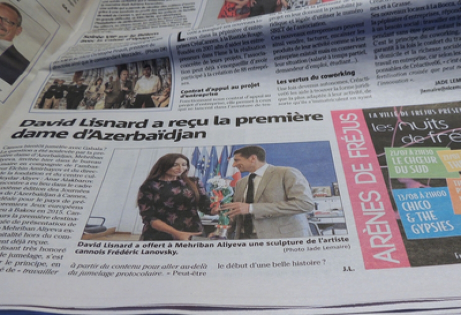 法国报纸《Nice-matin》刊登关于戛纳市长与阿塞拜疆第一夫人会晤的文章