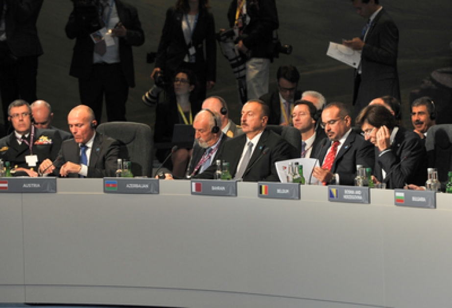 Arbeitsbesuch von Aserbaidschans Präsident Ilham Aliyev in GroßbritannienRede von Präsident Ilham Aliyev auf dem NATO-Gipfeltreffen