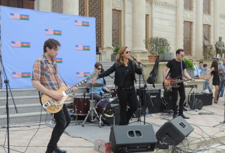 American Mary McBride band performs in Khachmaz