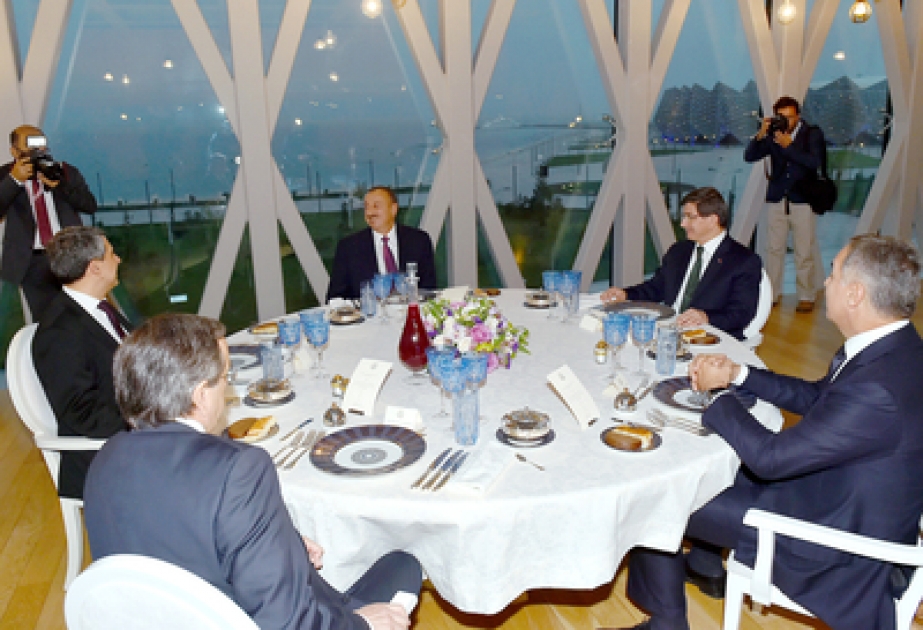 Dinner reception was hosted on behalf of President Ilham Aliyev in honor of the heads of state and government