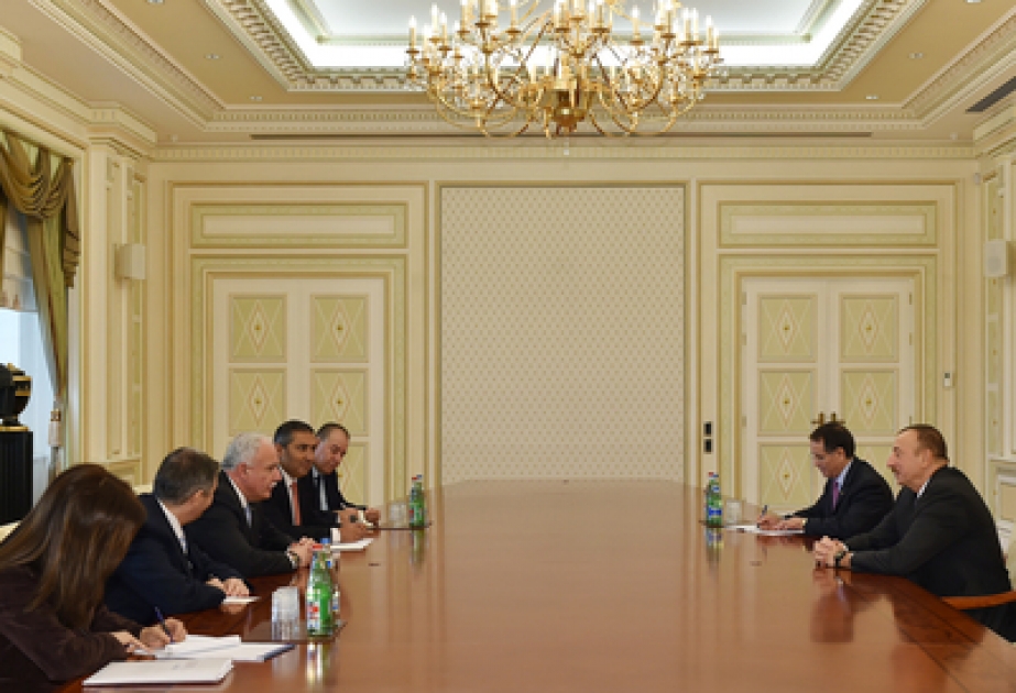 阿塞拜疆总统伊利哈姆•阿利耶夫接见以巴勒斯坦外交部长为首的代表团