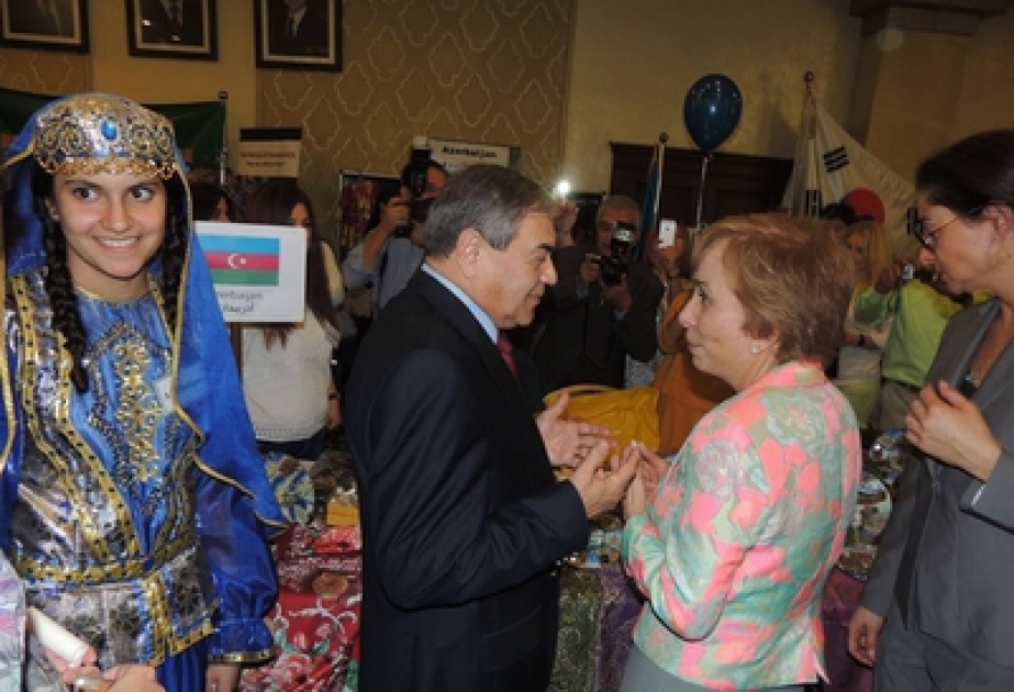 Princess Basma bint Talal of Jordan views Azerbaijan`s stand at Diplomatic Bazaar