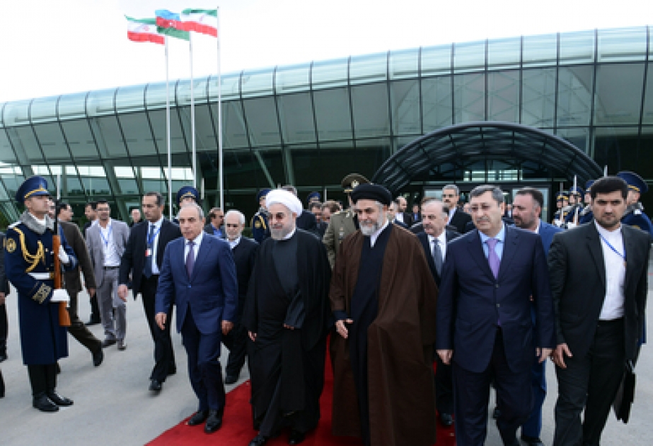 Iranischer Präsident Hassan Rohani hat seinen Staatsbesuch in Aserbaidschan beendet