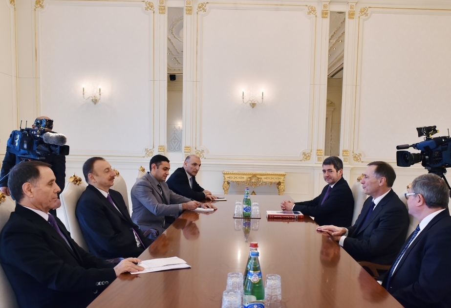 Präsident von Aserbaidschan Ilham Aliyev hat eine Deleagtion um das Mitglied der französischen Senat Jean-Marie Bockel empfangen VIDEO