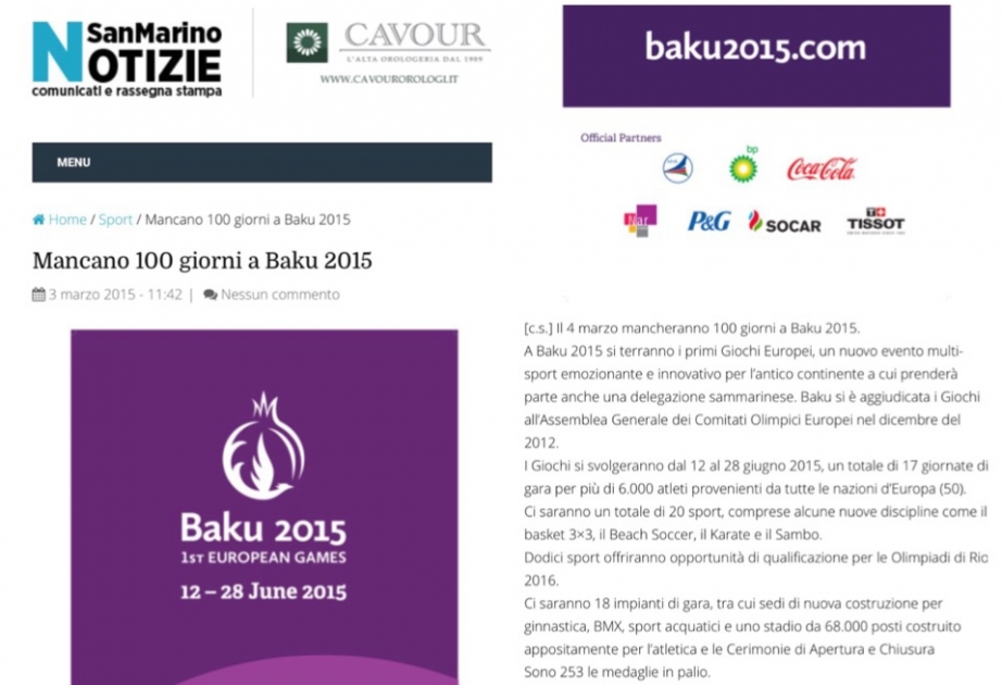 Bakou-2015: Ces athlètes représenteront Saint-Marin aux Jeux Européens