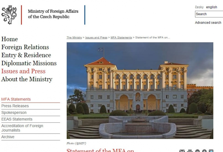 Nagorno-Karabakh elections illegitimate, Czech foreign ministry says