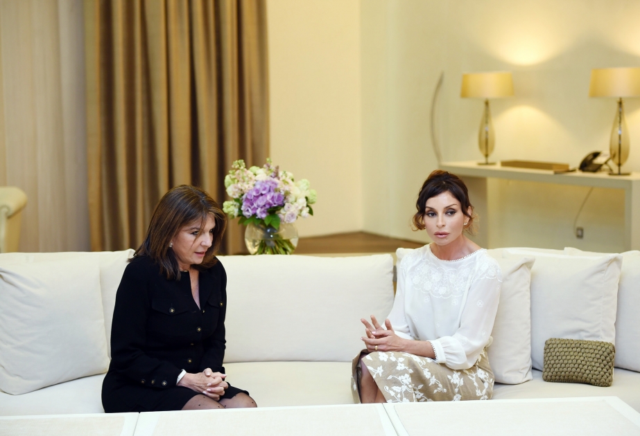 阿塞拜疆第一夫人梅赫丽班•阿利耶娃接见法国参议员娜塔莉•古利特