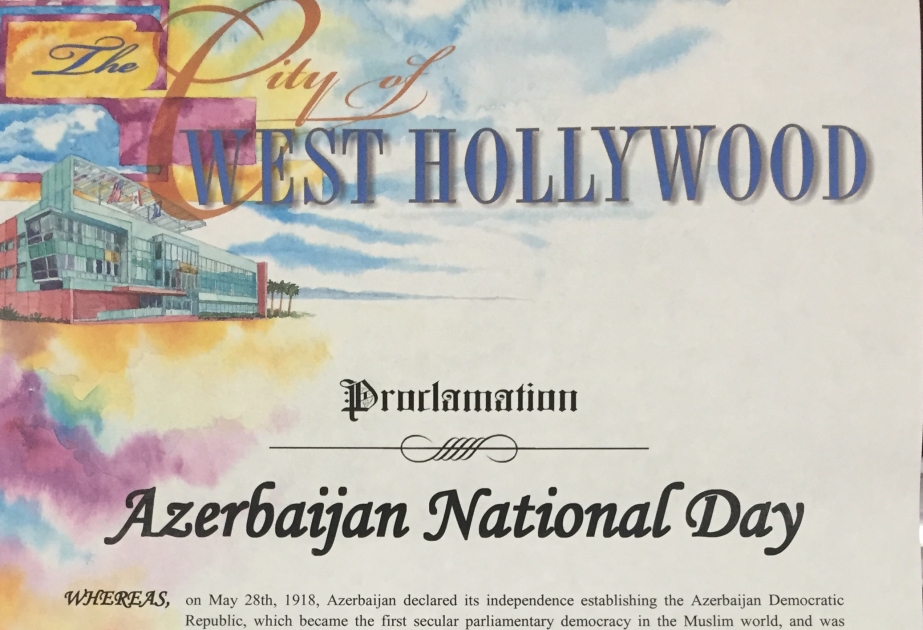 May 28th proclaimed as “Azerbaijan National Day” in West Hollywood