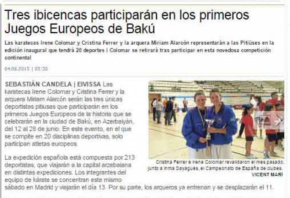 Internetportal „Diario de Ibiza“: Spanisches Team bereitet sich für die ersten Europäischen Spiele gründlich vor