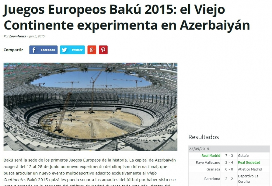 Am Vorabend der Europäischen Olympischen Spiele wurde in der spanischen Zeitung „La Republica“ ein Artikel über eine vorgefasste Position gegen Aserbaidschan veröffentlicht