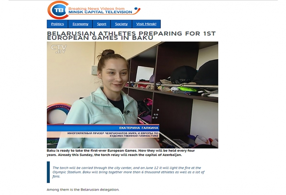 Belarusun “CTV” telekanalı “Bakı-2015” ilk Avropa Oyunları ilə bağlı geniş reportaj hazırlayıb VİDEO
