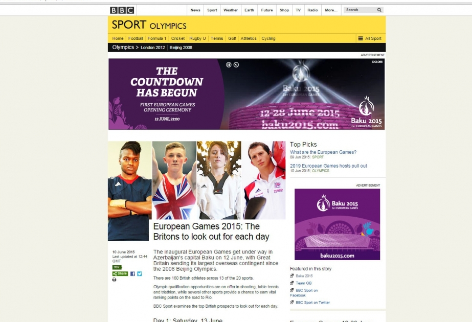“BBC-Sport”: Britaniyalı idmançılar Oyunları səbirsizliklə gözləyirlər VİDEO