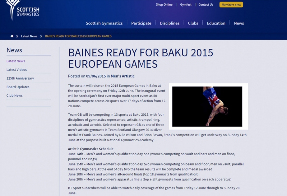 Europäische Presse: Athleten sind für die ersten Europäischen Spiele „Baku-2015“ vollig bereit