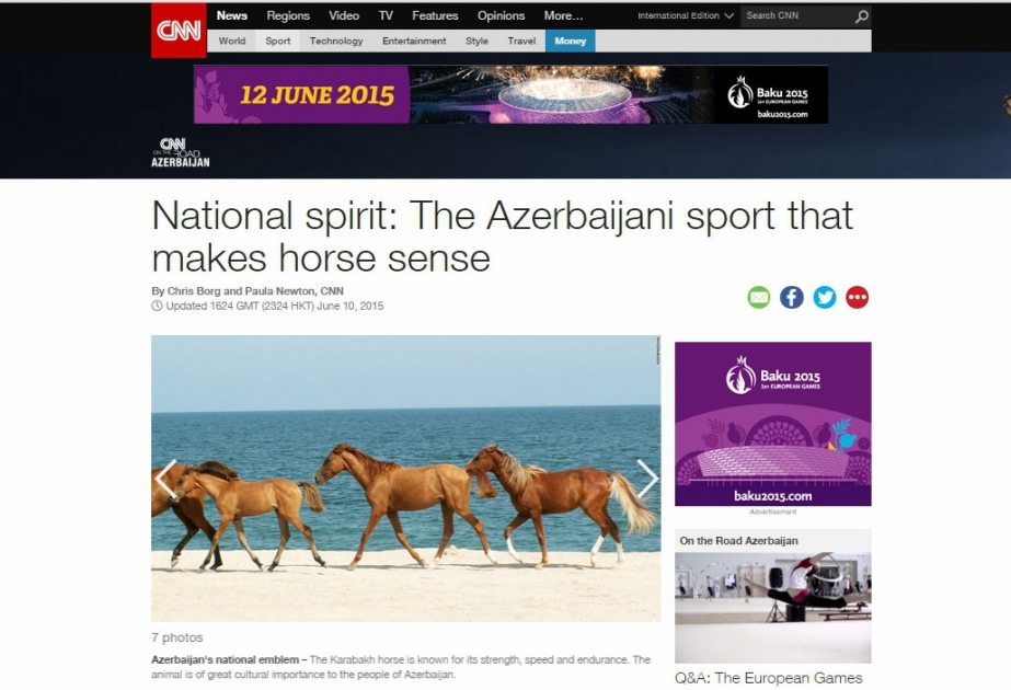 CNN issues article on Karabakh horses and Azerbaijani national sport Chovgan VIDEO