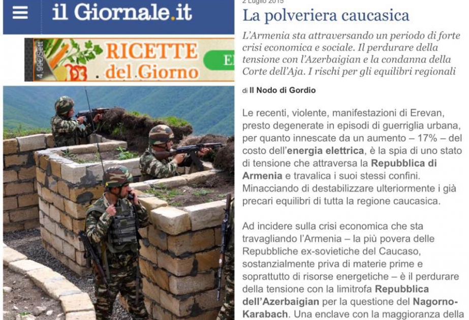 İtaliyanın “İl Giornale” qəzeti: Sarkisyan hakimiyyəti sual altındadır