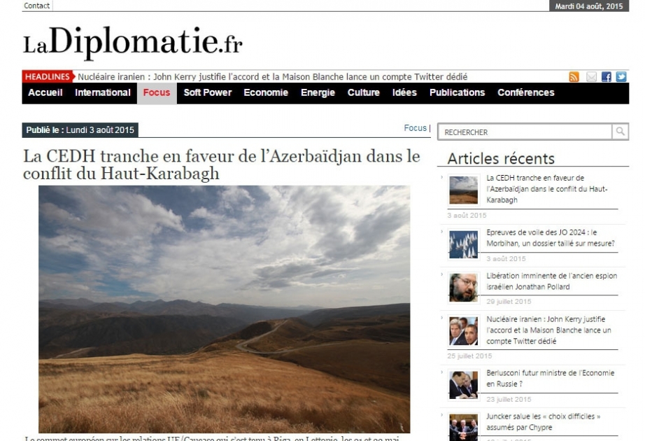 “LaDiplomatie” portalı: Ermənistanın etnik təmizləmə siyasətinin rəsmi şəkildə tanınması bu ölkəyə ağır zərbə olacaq