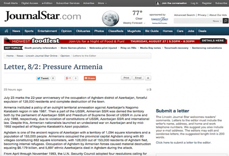 Azerbaijani community urges US government to pressure Armenia