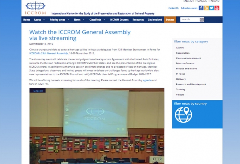 Azerbaijan joins 29th session of General Assembly of ICCROM in Italy
