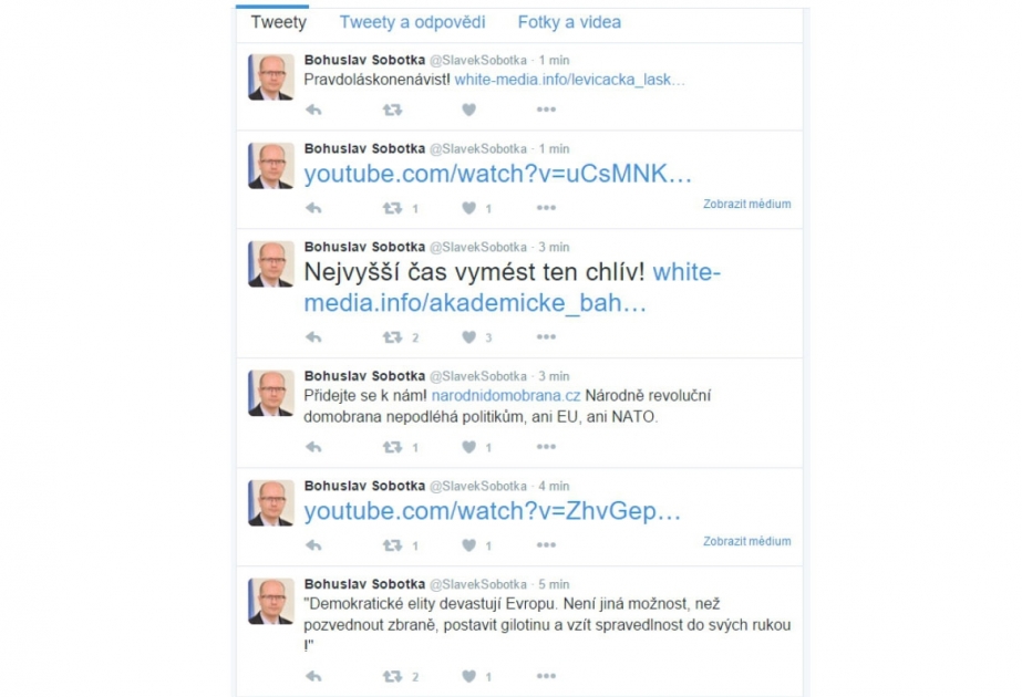 Czech PM's Twitter hacked with anti-immigrant messages