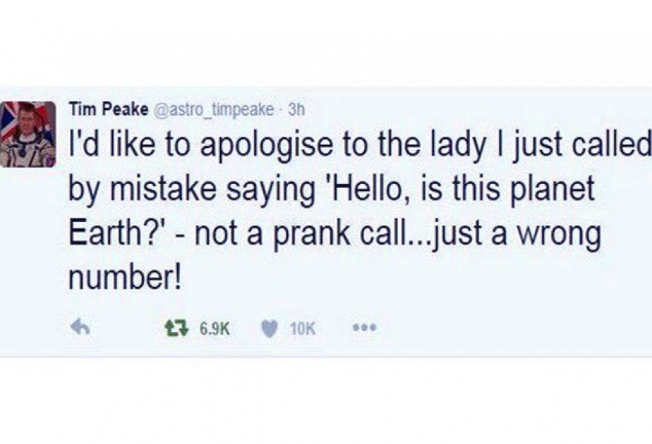 Astronaut Tim Peake calls wrong number from space station