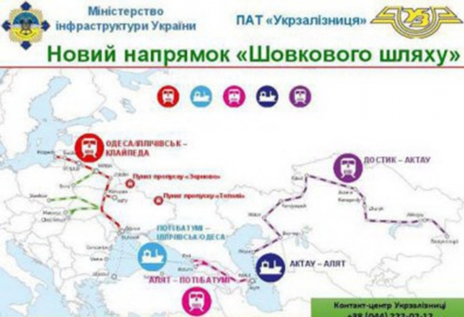 乌克兰途径阿塞拜疆向哈萨克斯坦和中国的货运专列出发