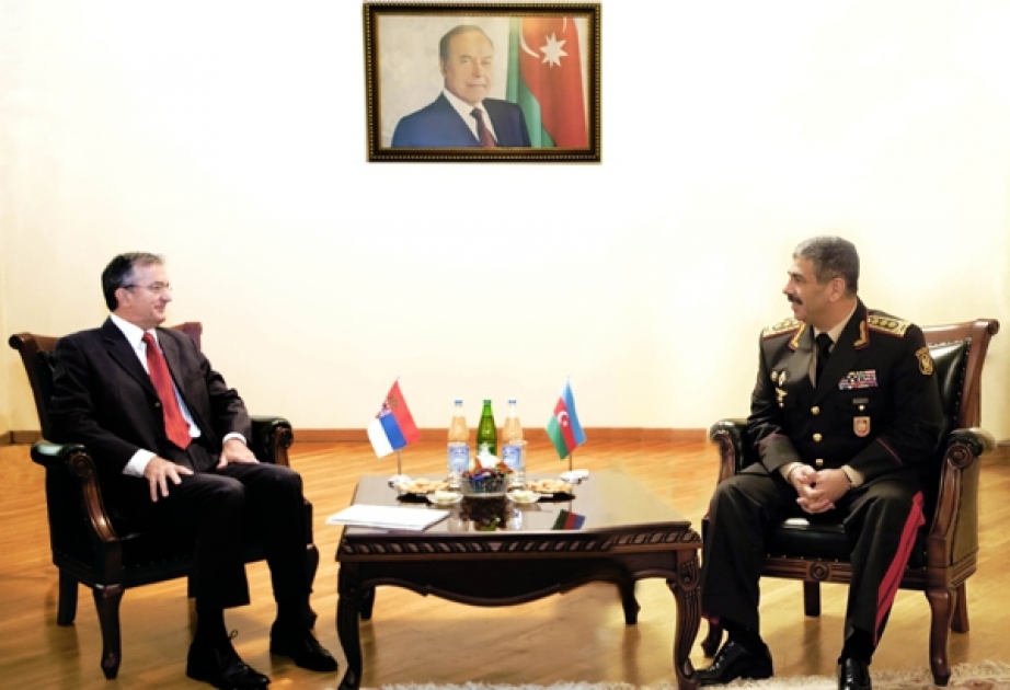 Azerbaijani defense minister meets with Serbian ambassador