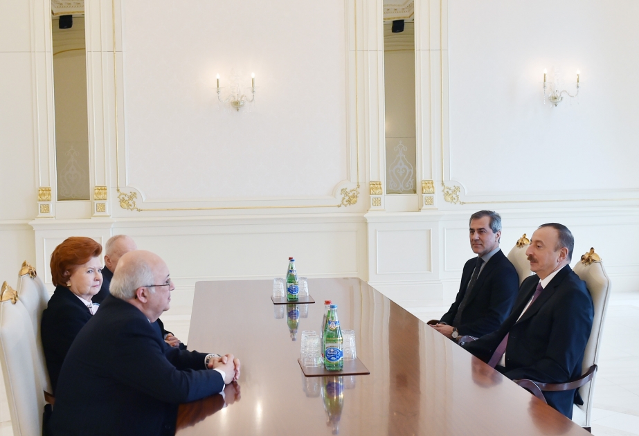 伊利哈姆•阿利耶夫总统接见拉脱维亚和埃及尼扎米国际中心联合主席