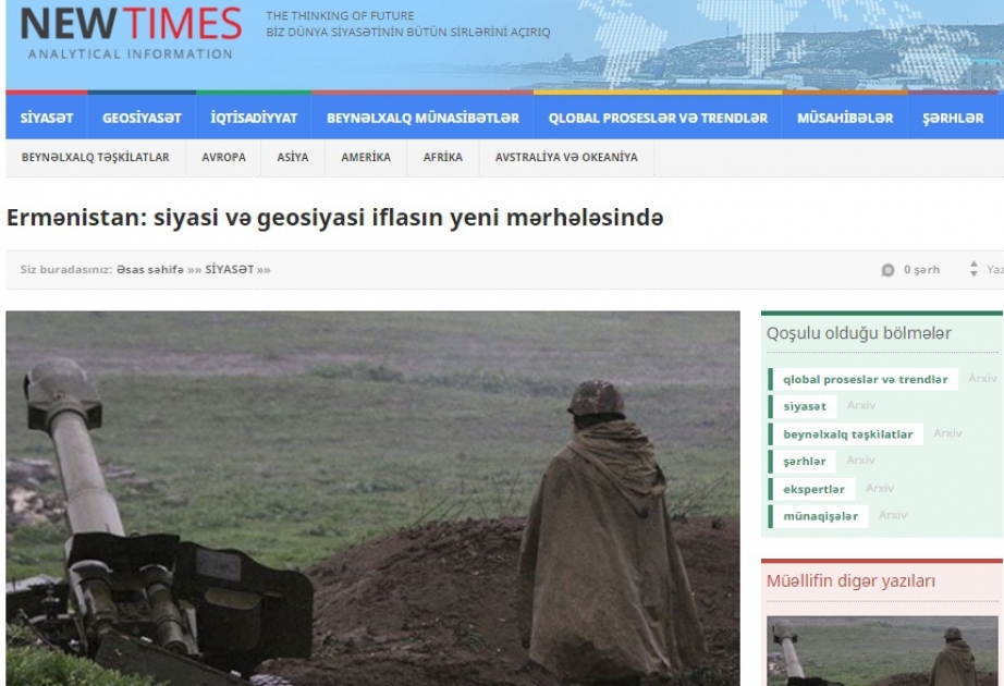 Ermənistan: siyasi və geosiyasi iflasın yeni mərhələsində