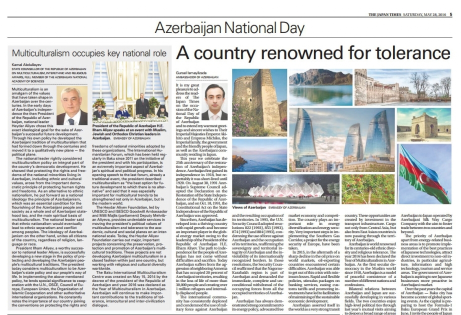 The Japan Times publishes articles on Azerbaijan