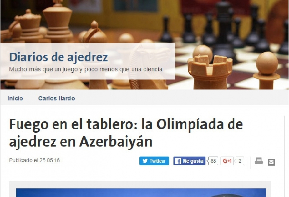 Argentine daily newspaper highlights World Chess Olympiad to be held in Azerbaijan