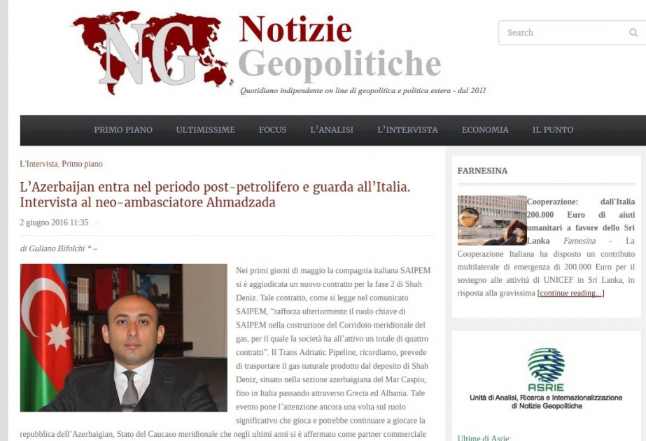 Italian media interviews Azerbaijani Ambassador