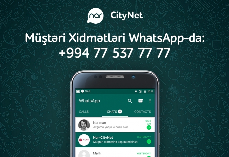 “Nar-CityNet” “WhatsApp” müştəri xidmətini istifadəyə verib
