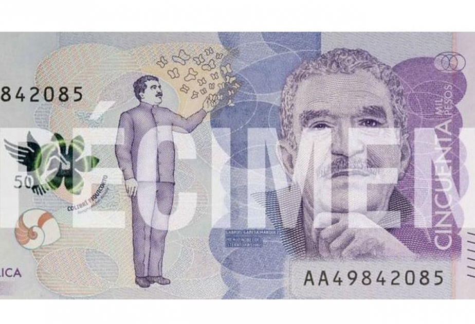 Kolumbien: Geldschein mit Konterfei von Autor Gabriel García Márquez