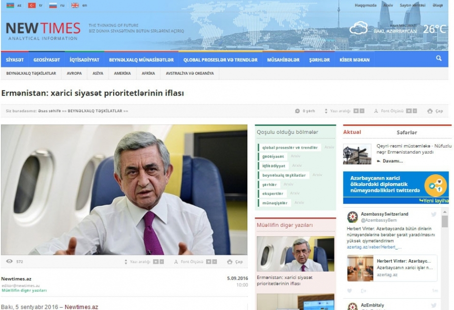 Ermənistan: xarici siyasət prioritetlərinin iflası