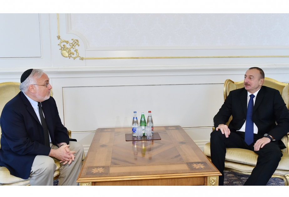 阿塞拜疆总统伊利哈姆•阿利耶夫会见美国西蒙·维森塔尔中心负责人