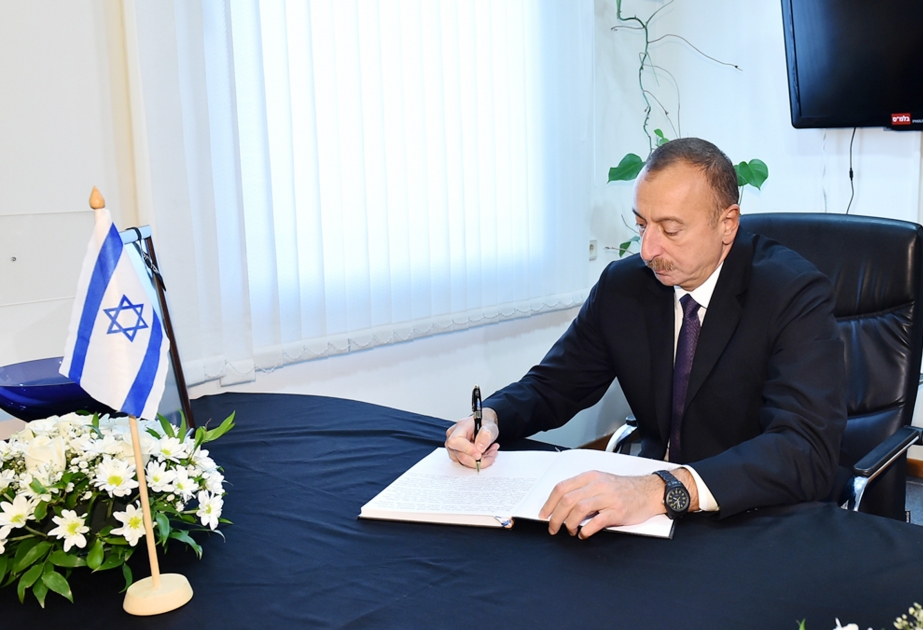 President Ilham Aliyev visited Embassy of Israel, offered condolences over death of former President Shimon Peres VIDEO