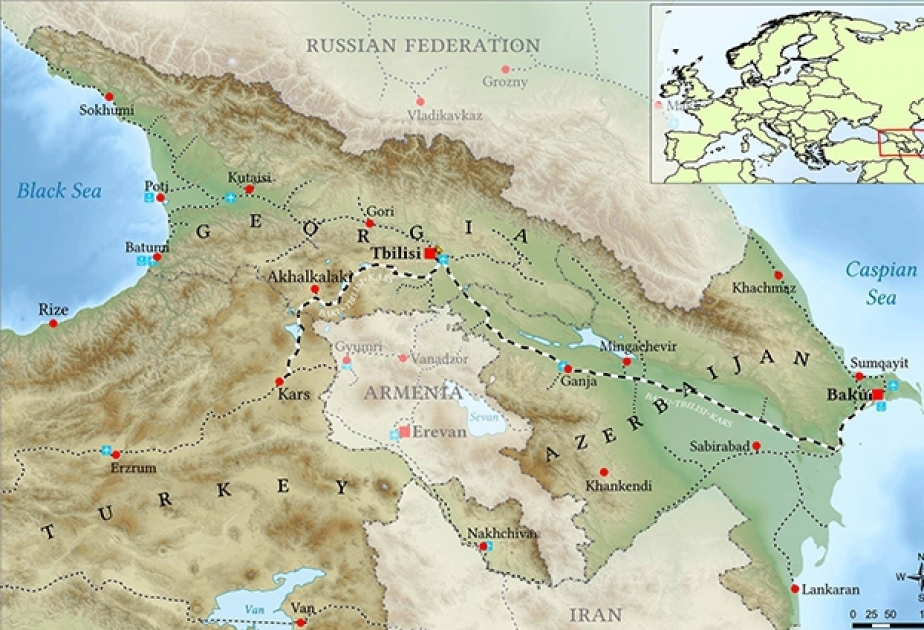 Bakı-Tbilisi-Qars dəmir yolu xəttinin layihəsinin xəritəsi hazırlanıb