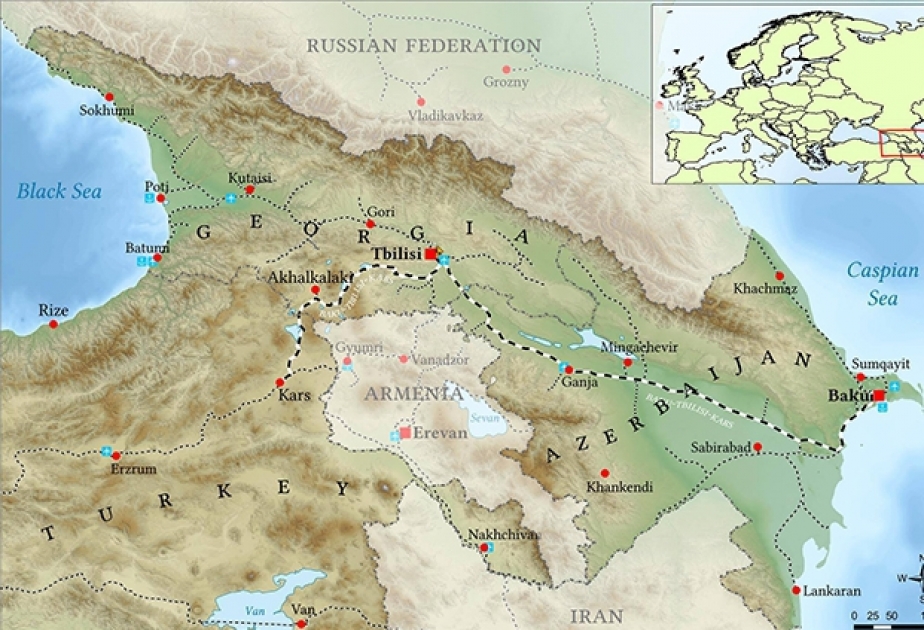 First map of Baku-Tbilisi-Kars railway project created