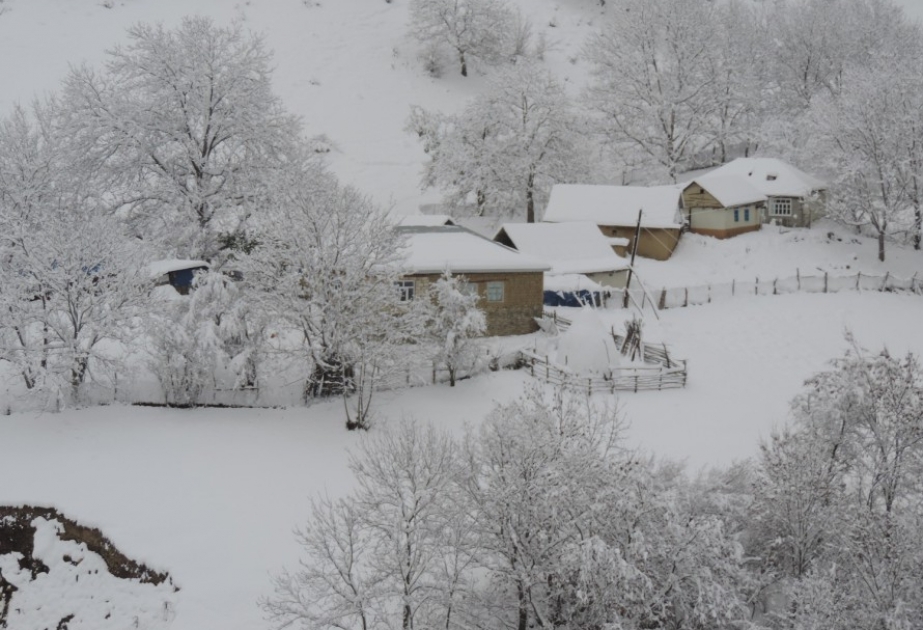 В северных районах Азербайджана выпал снег ВИДЕО