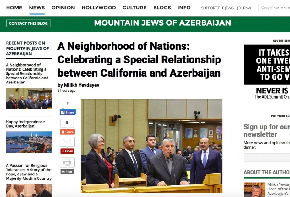 Jewish Journal: A Neighborhood of Nations: Celebrating a Special Relationship between California and Azerbaijan