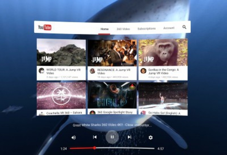 “YouTube” üçün virtual reallıq əlavəsi təqdim edilib