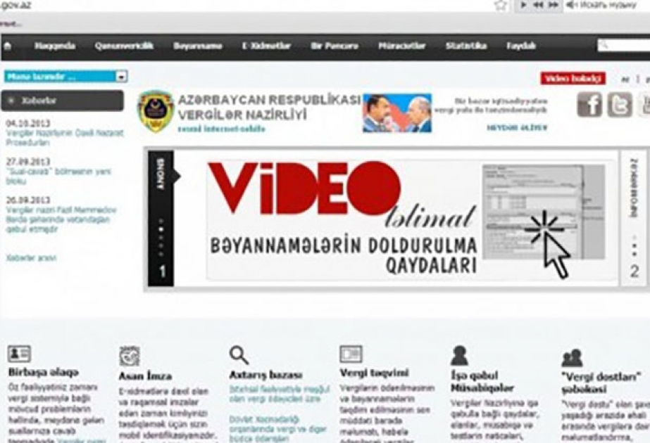 Vergilər Nazirliyinin internet resurslarının informasiya açıqlığı üzrə göstəricisi 79,1 faiz təşkil edib