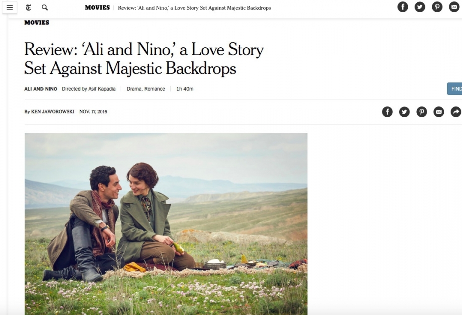 Обзор фильма «Али и Нино» на страницах New York Times