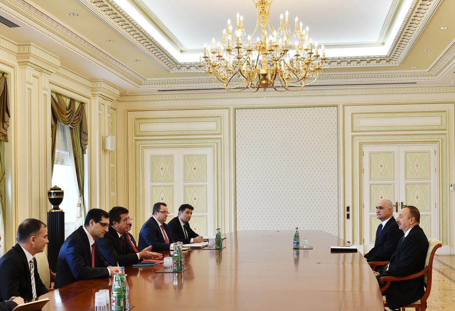President Ilham Aliyev received delegation led by Minister of Economic Affairs of Turkey VIDEO