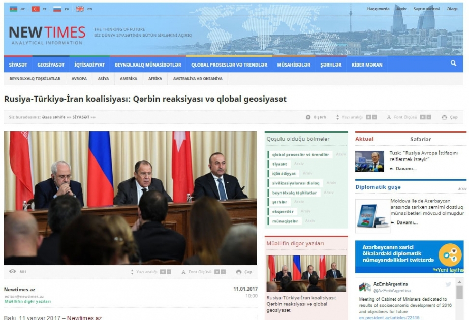 Rusiya-Türkiyə-İran koalisiyası: Qərbin reaksiyası və qlobal geosiyasət