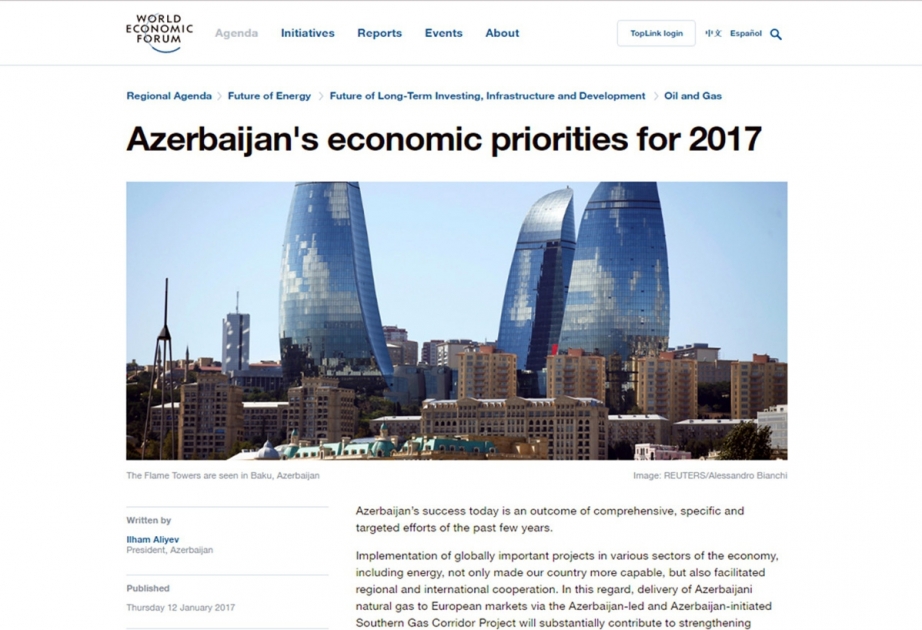 President Ilham Aliyev: Azerbaijan's economic priorities for 2017