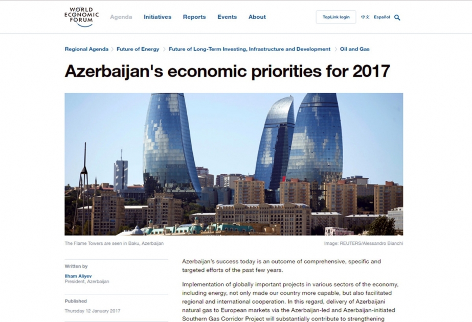 Le président Ilham Aliyev : Les priorités économiques de l’Azerbaïdjan pour l’année 2017