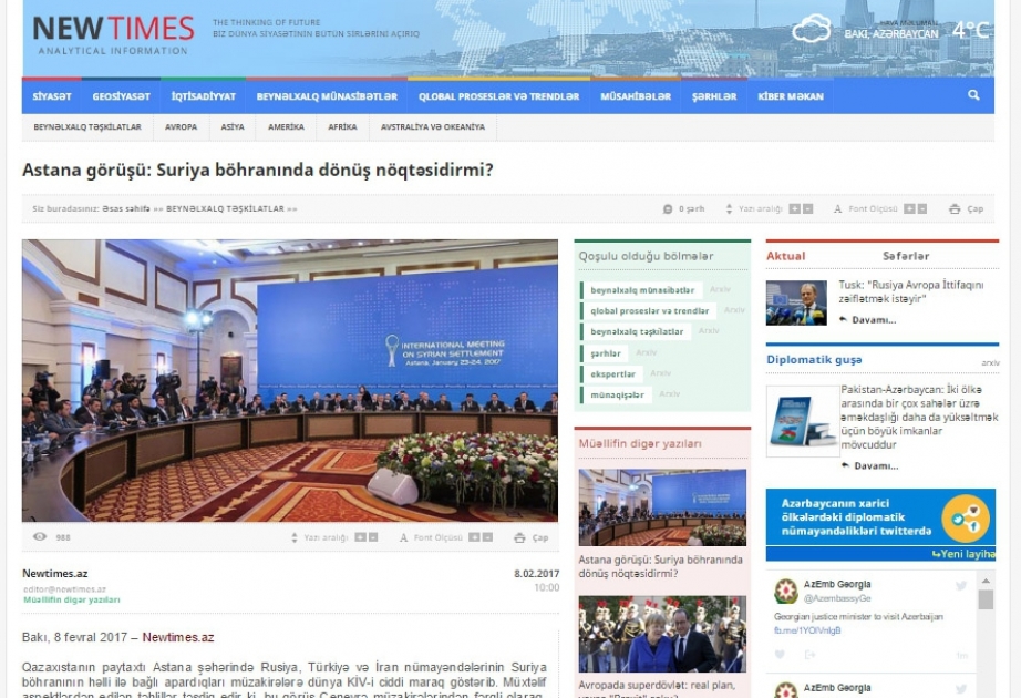 Astana görüşü: Suriya böhranında dönüş nöqtəsidirmi?